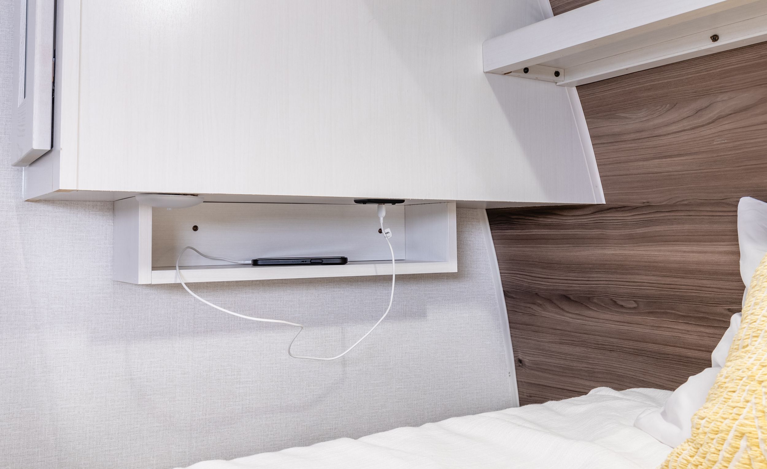 Phone Shelves By the Bed 